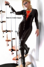 images/productimages/small/Sexy zwarte catsuit met back to crotch zipper en rode rijgveter, bodysuit.jpg